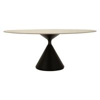 mesa de comedor de madera y metal color crema y negro