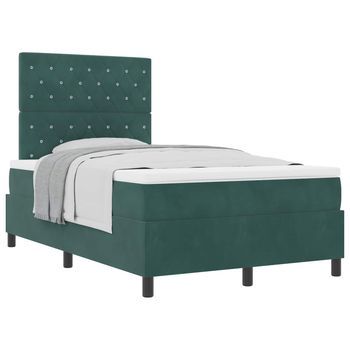 Cama Tapizada 203x120x128 Cm Madera Tratada, Madera Maciza De Pino - Verde