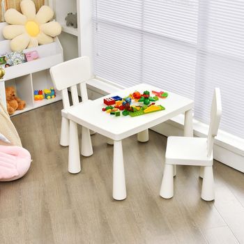 Set Mesa 2 Sillas Niños Comer Dibujar Manualidades Blanco 76,5x54,5x49,5 Cm