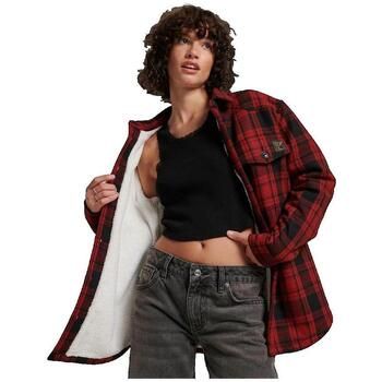 Superdry Camisa Chemise Vintage Borg Check rouge para mujer
