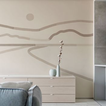 Papel pintado panorámico horizonte, beige 150 x 250cm