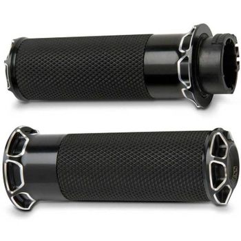Puño manillar Harley-Davidson Big Twin '82-'99 Arlen Ness Beveled par negro