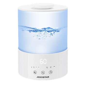 Aigostar Misty - Humidificador Aceites Esenciales y Difusor de Aroma, Difusor Ultrasónico para Bebés, Humidificadores Modo Reposo y apagado Automático, 7-colore LED, Temporizador 8h, 2 Niveles Nebulización