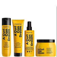 matrix a curl can dream shampoo hair mask moisturising cream and scrunch n go defining spray for wavy and curly hair