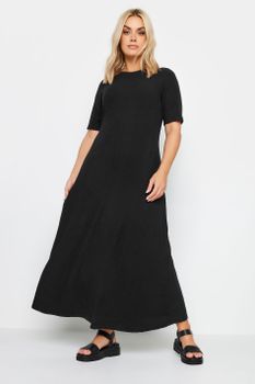 Yours Vestido Largo Canalé Negro, Mujer Curvy Y Tallas Grandes, Yours