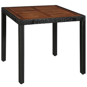 Set Comedor Jardín 5 Uds | Mueble Jardin Mesa Y Sillas Ratán Sintético Y Madera Acacia Negro