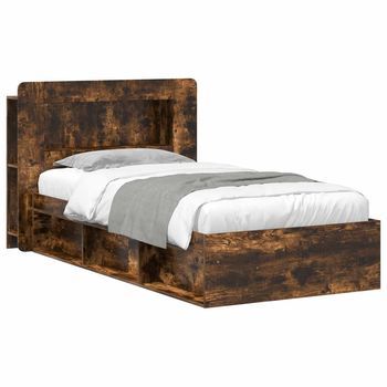 Estructura De Cama Con Almacenamiento Roble Ahumado 90 X 190 Cm Vidaxl
