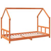 cama individual  estructura de cama infantil madera de pino marron cera 90x190cm