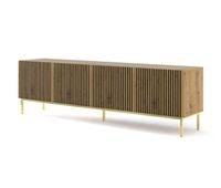 mueble de tv ravenna f 200x42x58 beige negro dorado