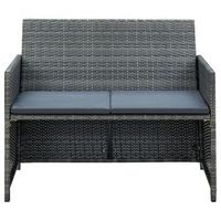 sofa de jardin 2 plazas  sofa de exterior con cojines ratan sintetico gris
