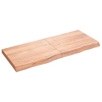 Tablero Mesa Madera Roble Tratada Marrón Claro 120x50x(2-6) Cm Vidaxl