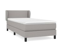 cama box spring con colchon tela gris claro 100x200 cm liso con clavos