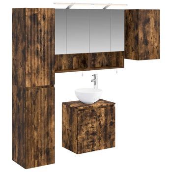 Juego De Muebles De Baño 5 Pcs Roble Ahumado 50 X 14,5 X 70 Cm Vidaxl