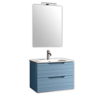 Mueble de baño con espejo 4 piezas en mdf azul tiffany
