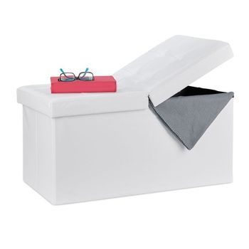 Banco De Cuero Artificial Con Tapa Plegable - White - 7x79.5x38.5cm