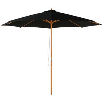 Outsunny Sombrilla Parasol de Jardín Ø300x250 cm con Pestillo de Fijación Techo Ventilado Poste de Madera Desmontable para Patio   Aosom España
