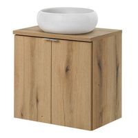 mueble bajo newport con lavabo 2 puertas 60x72x40cm roble encasa