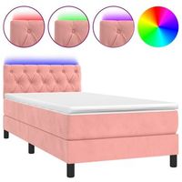 cama individual  cama para adultos  cama box spring colchon y led terciopelo rosa 80x200 cm