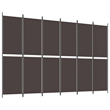 Biombo Divisor De 6 Paneles De Tela Marrón 300x200 Cm Vidaxl