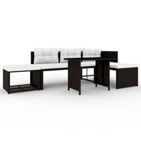 conjunto de muebles de jardin 4 uds  mesa y sillas ratan sintetico marron