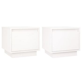 Mesitas De Noche 2 Unidades Madera Maciza De Pino Blanco 35x34x32 Cm