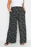 yours pantalones anchos negros leopardo mujer curvy y tallas grandes yours