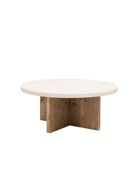 Mesa de centro redonda de microcemento blanco y envejecido ø80x33cm
