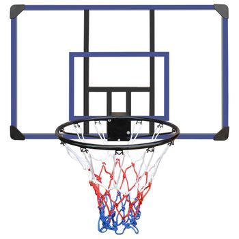 Tablero Y Aro De Baloncesto - De Pared Para Exterior - Hierro - Negro Y Azul (112x72cm)