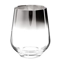 vaso cromado y vidrio transparente