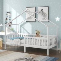 cama-cabina para ninos - 90 x 200 cm - madera maciza - somier de laminas - color blanco
