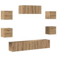 mueble para tv de pared 7 uds  mueble de salon  gabinete de tv roble artesanal