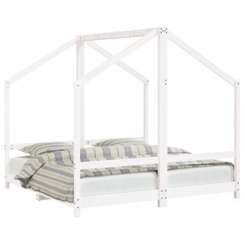 Cama Individual | Estructura De Cama De Niños Madera De Pino Blanco 2x(80x160) Cm