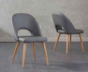 Halifax Grey Faux Leather Dining Chairs - Grey