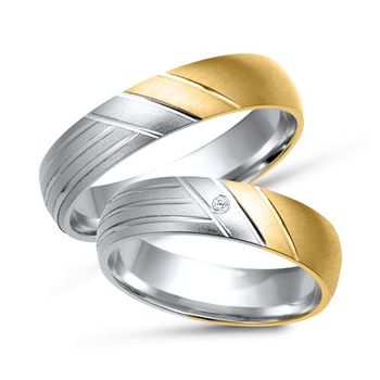 Alianzas 14 quilates oro blanco amarillo con diamante