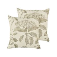 conjunto de 2 cojines de algodon decorativos hechos a mano estampado floral cuadrado 45 x 45 cm beige y verde rosemary