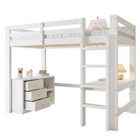 cama alta infantil 90x200cm escalera con almacenamiento armario estructura de madera maciza