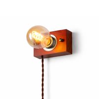 aplique de pared retro de madera con cable y enchufe e27