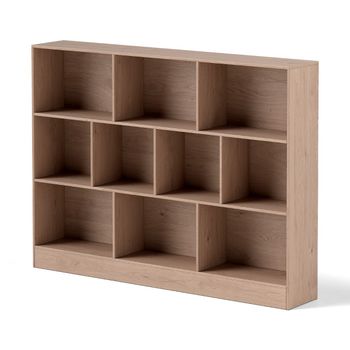 Costway Librero de 10 Cubos Organizador de Almacenamiento de 3 Niveles Anticaída Estante de Exhibición 140 cm para Sala de Estar Dormitorio