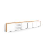 mueble tv television muebles de salon almacenaje 309x35x50cm para tv hasta 80 con almacenamiento estilo moderno blanco y roble soft