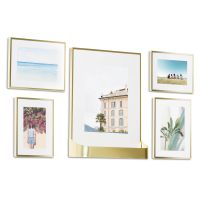 umbra matinee gallery frames set of 5 - matte brass