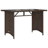mesa de jardin  mesa de exterior superficie vidrio ratan pe marron 110x68x70 cm