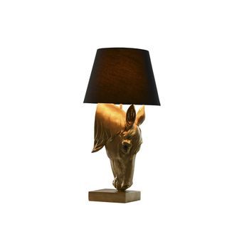 Lampara Sobremesa Resina 30x30x59 Caballo Dorado