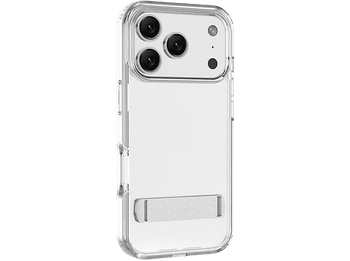 Funda móvil - CellularLine CLEAR STAND, Para iPhone 17 Pro Max, Esquinas reforzadas, Con soporte integrado, Antibacteriana, Transparente