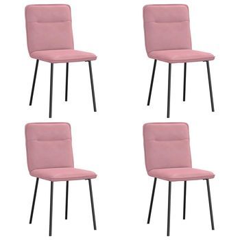 Sillas De Comedor 4 Uds | Silla De Cocina Terciopelo Rosa