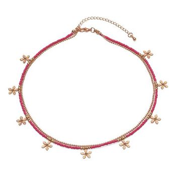 Cadena para mujer rosa con flores