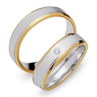 alianzas 14 quilates oro amarillo-blanco con diamante