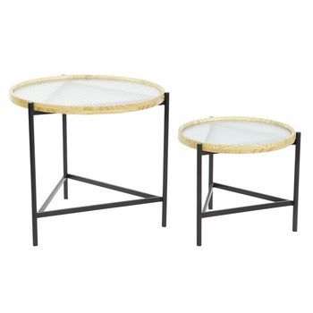 Mesita Auxiliar Set 2 Cristal Metal 62x62x55,5