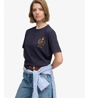 superdry para mujer w1011925a camiseta crest embellished marino l casual algodon manga corta