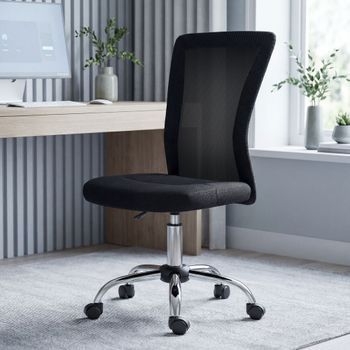 Silla De Oficina De Malla Metal Vinsetto 43x58x90-100 Cm Negro