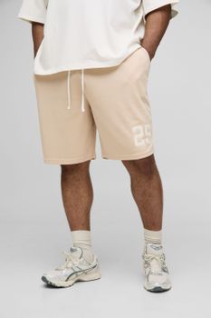 Plus 25 Print Basketball Fit Shorts, Beige